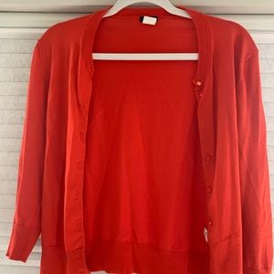 J. Crew Lightweight Cardigan in Blood Orange